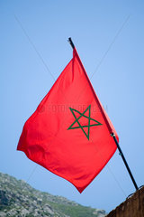 Chefchaouen  Marokko  die marokkanische Nationalflagge