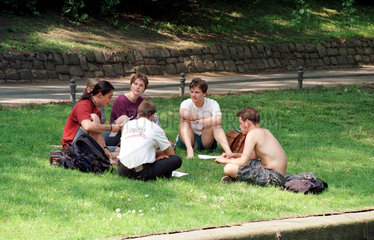 Gruppe Studenten auf Rasen