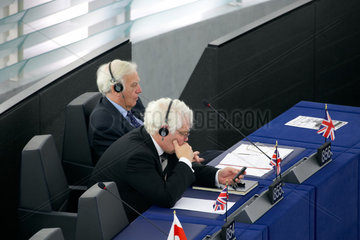Strasbourg  zwei britische Europaabgeordnete im Europaparlament