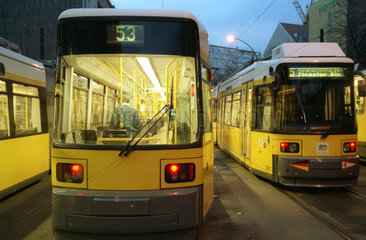 Berlin  Trams an einem Sammelpunkt fuer Strassenbahnen