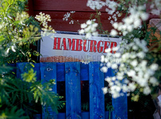 Bodo  Norwegen  Schild mit der Aufschrift Hamburger