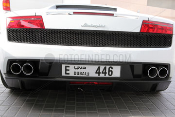 Dubai  Vereinigte Arabische Emirate  Heckansicht eines Lamborghini