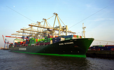 Containerschiff Ever Dynamic im Hamburger Hafen