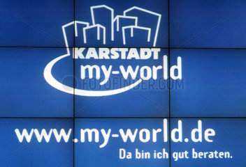 Logo  Schild  Emblem des Internetshops my-world der Karstadt AG