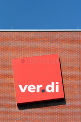 Das Logo der neuen Verdi Zentrale in Berlin