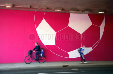 Werbung der Telekom fuer die WM 2006 in Leipzig