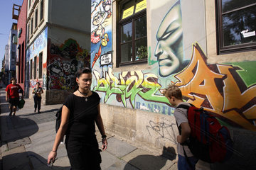 Graffiti im Szeneviertel Neustadt in Dresden