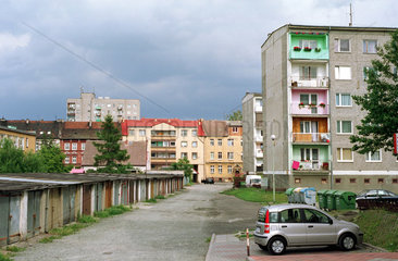 Slubice  Stadtansicht mit Wohnhaeusern in Polen