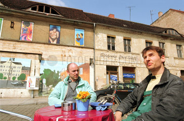 Restauratoren machen Pause in der Stadt Brandenburg