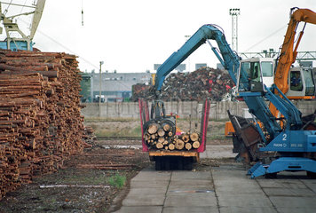 Verschiffung von Holz im Hafen von Klaipeda  Litauen