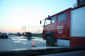 Vorbeifahrt an einem Unfall nahe Leipzig