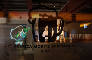 Barcelona  Spanien  Schriftzug der Moritz Bierbrauerei