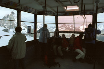 Die Seilbahnkabine vom Kleinen Matterhorn  Schweiz