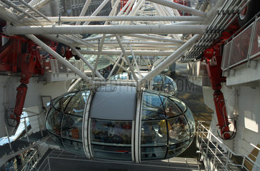 London - Die Passagiergondeln des London Eye