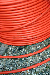 Daenemark  rotes Kabel auf Trommel aufgewickelt