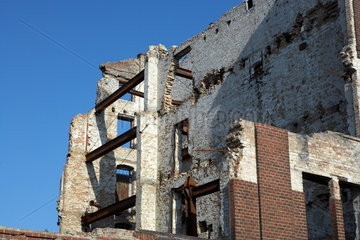 Ruine eines alten Backsteinfabrikgebaeudes