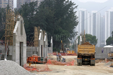 Hong Kong  Errichtung der Stallanlage fuer die Olympischen Reiterspiele 2008