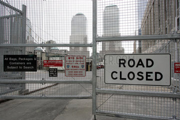 New York  abgesperrte Strasse am Ground Zero