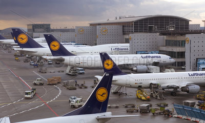 Frankfurt am Main  Maschinen der Lufthansa auf dem Flughafen