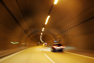 Dresden  Blick in einen Autotunnel der Autobahn A17