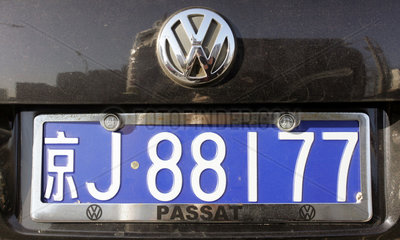 Peking  Nummernschild eines VW Passat
