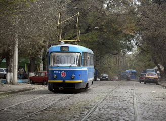 Odessa  Strassenbahn in der Innenstadt