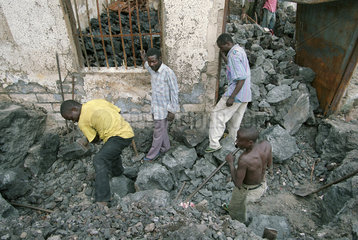 Wiederaufbau des zerstoerten Goma nach dem Vulkanausbruch