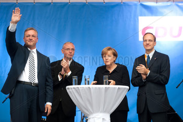 Berlin  Deutschland  Frank Henkel  Bernd Kroemer  Angela Merkel und Carsten Spallek  alle CDU