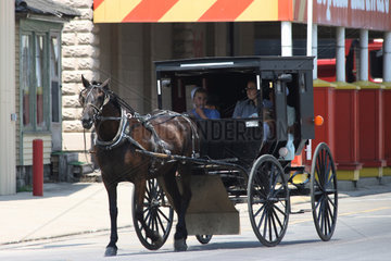 Topeka  USA  Pferdefuhrwerk der Amish People