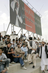 Kabuler Fussballstadion mit dem Konterfei von Karsai