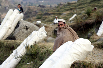 Zeltverteilung im Erdbebengebiet Pamir Allai Tal