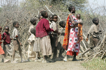 Alltagsleben der Massai in der Savanne