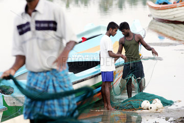 Fischer am Hafen von Uppuveli  Sri Lanka