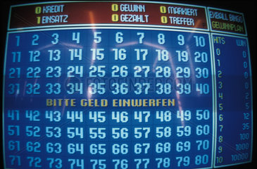 Bildschirm eines Spielautomaten im Casino