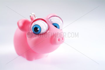 Ein rosa Plastikschweinchen