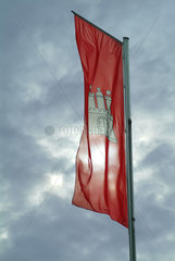 Flagge mit dem Stadtwappen der Hansestadt Hamburg
