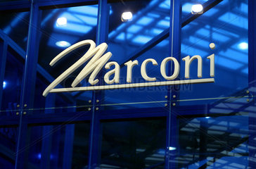 Marconi-Firmenlogo auf der Cebit in Hannover