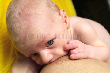 Baby an der Brust seiner Mutter