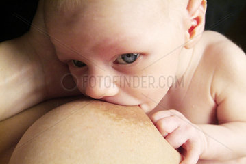 Baby an der Brust seiner Mutter