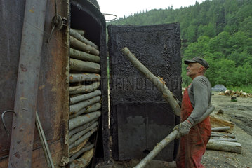 Koehler bei der Arbeit im Bieszczady Gebirge  Polen
