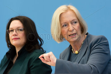 Berlin  Deutschland  Andrea Nahles  SPD  Bundesarbeitsministerin  und Johanna Wanka  CDU  Bundesbildungsministerin
