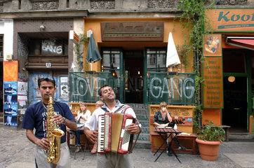 Strassenmusiker in der Kastanienallee  Berlin