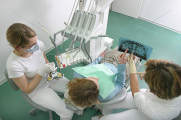 Zahnarztbehandlung mit Roentgenaufnahme