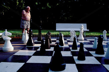 Berlin  Deutschland  Schachspieler im Strandbad Wannsee