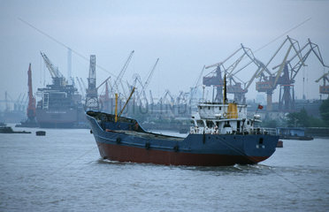 Hochseeschiffe im Hafen von Shanghai
