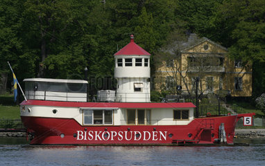 Stockholn  Feuerschiff in den Schaeren Schwedens