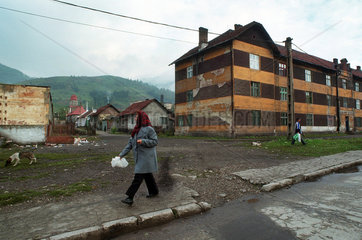 Strassenszene im rumaenischen Kohlerevier