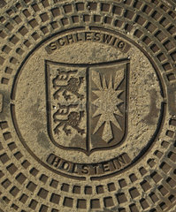 Kiel  Gullideckel mit Schleswig-Holstein-Wappen