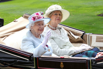 Royal Ascot  Portrait of HRH Queen Elizabeth the Second (left) and Princess Alexandra