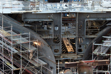 Schiffbau an der Lindenau-Werft in Kiel